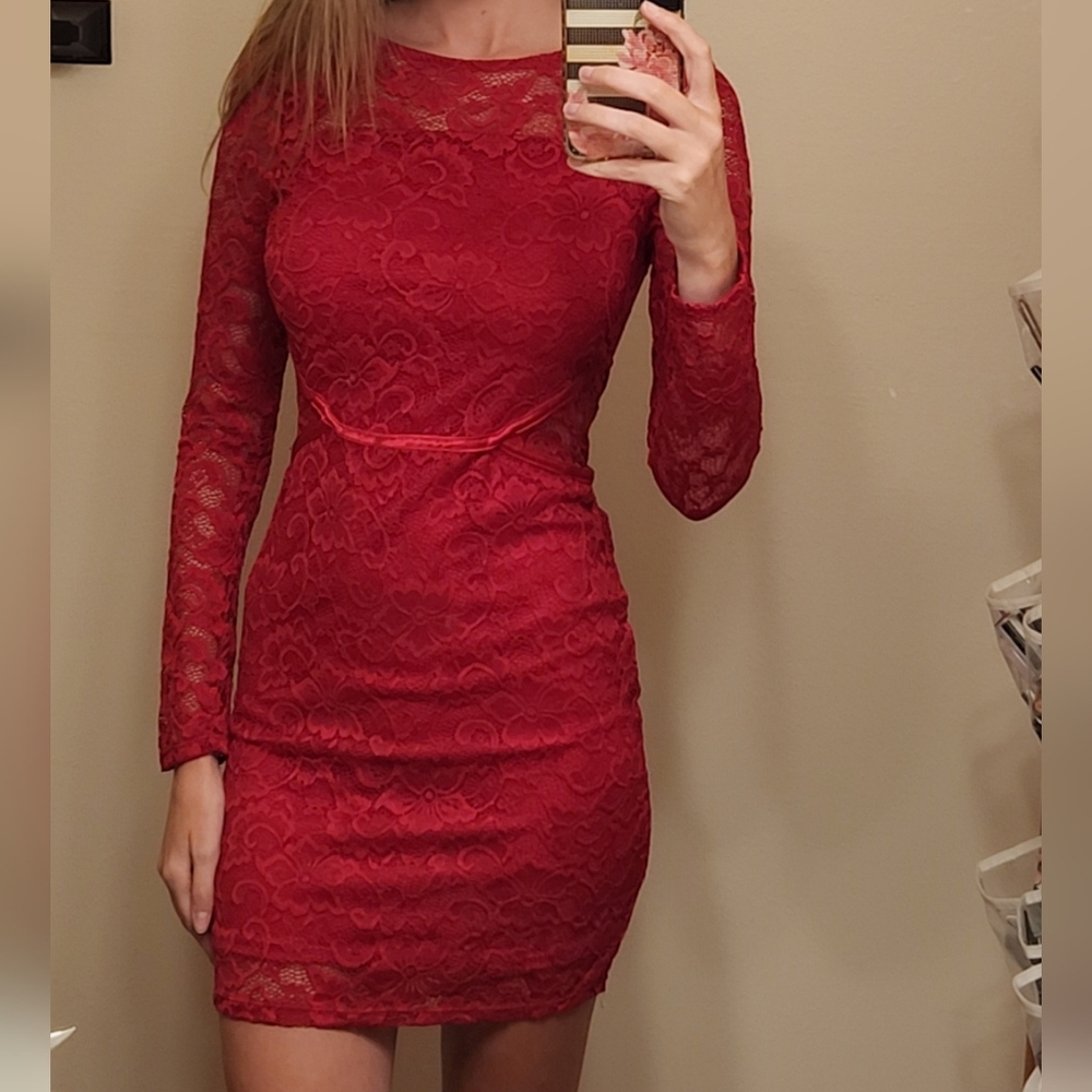 Red lace dress